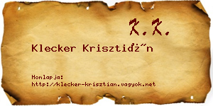Klecker Krisztián névjegykártya